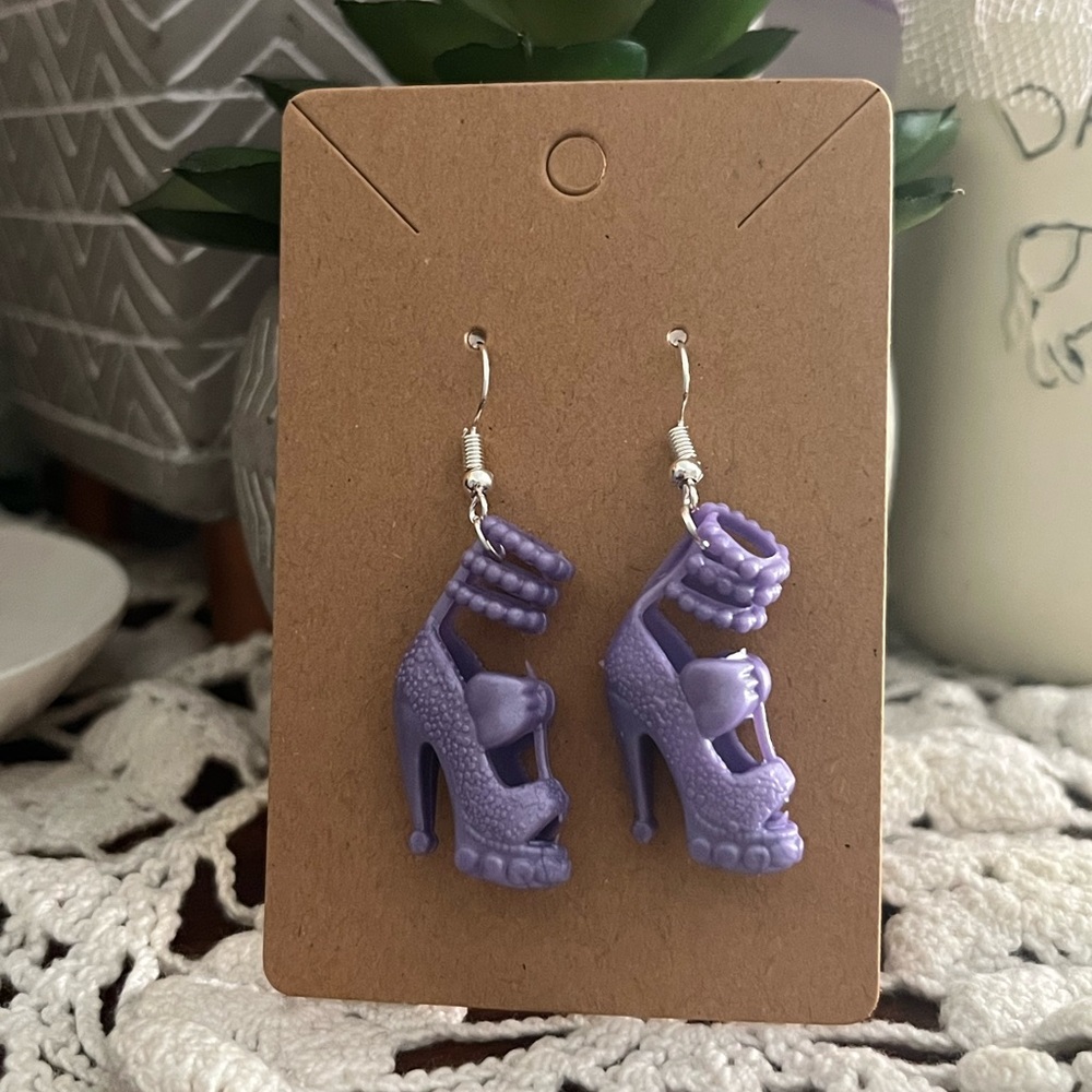 *3 for $20* Light Purple Heeled Bow Barbie Shoe Earrings